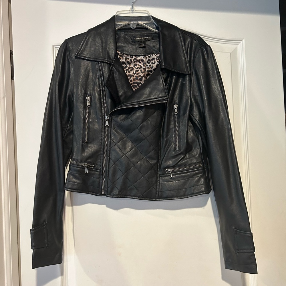 Bagatelle black faux leather jacket, size small.